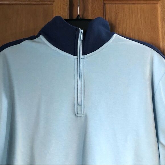 NWT Swet Tailor Stretch Microfleece Quarter Zip Striped Blue - L - Picture 5 of 10